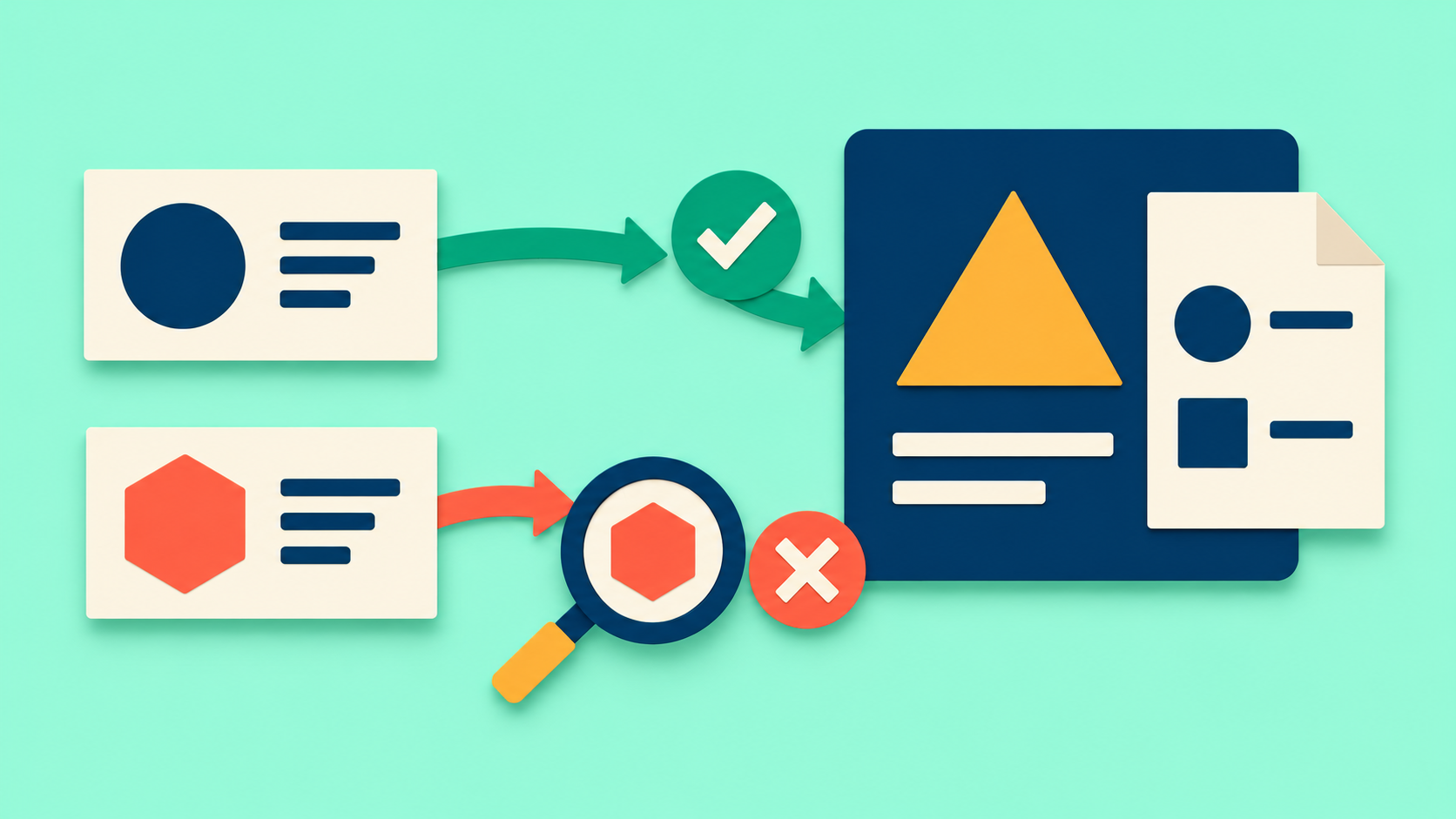 Two request method cards are compared with a resource contract, with one accepted and the other held for inspection